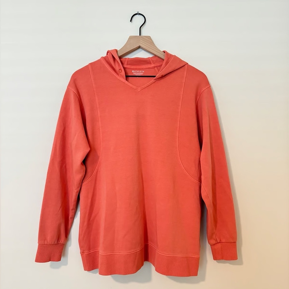 Athleta Sundown Hoodie Sweatshirt Coral Top women’s size XL